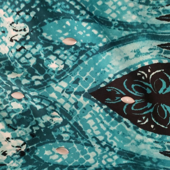 CT209 JM Collection Blue & Black Animal Print Long Sleeve Blouse L - Picture 5 of 6